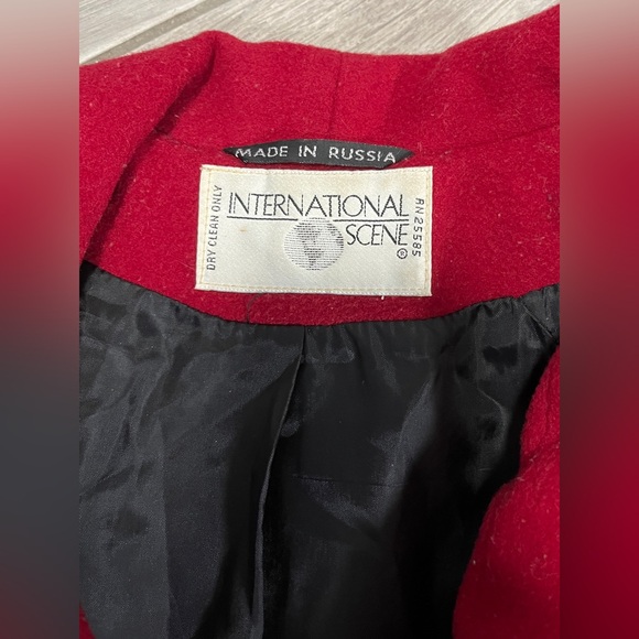 INTERNATIONAL SCENE Vintage Women’s Long Red Pure Wool Jacket, Size 12 - Picture 5 of 10